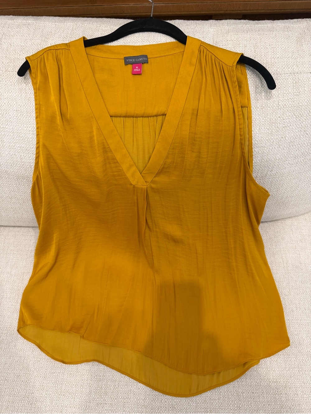 Vince Camuto Mustard Yellow V-Neck Sleeveless Top